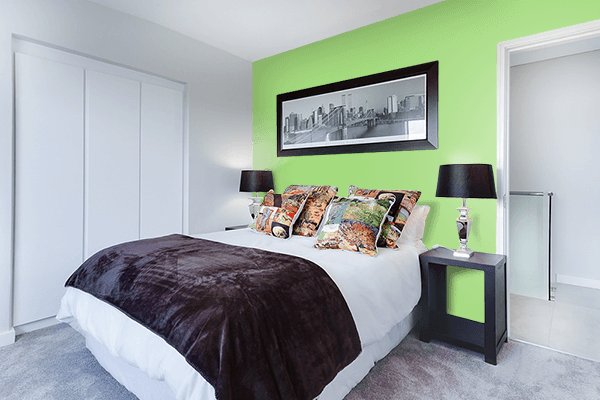 Pretty Photo frame on Pistachio color Bedroom interior wall color