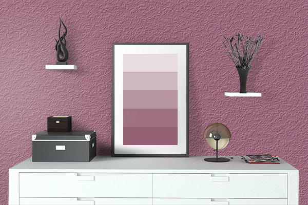 Pretty Photo frame on Rose Dust color drawing room interior textured wall