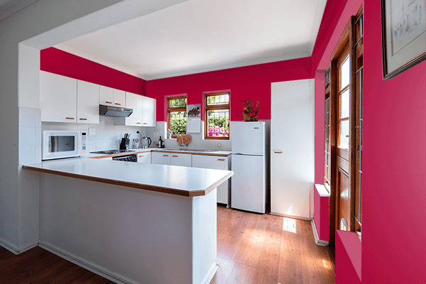 Pretty Photo frame on Alabama Crimson color kitchen interior wall color
