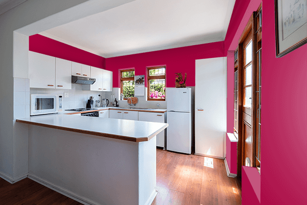 Pretty Photo frame on Pink Raspberry color kitchen interior wall color