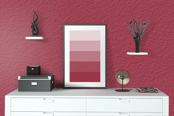 Pretty Photo frame on Deep Carmine color drawing room interior textured wall