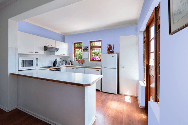 Pretty Photo frame on Maximum Blue Purple color kitchen interior wall color