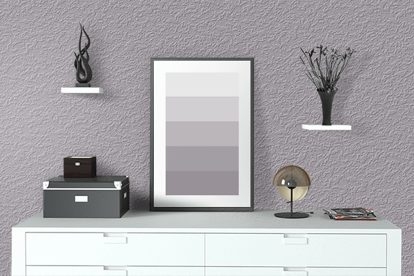 Pretty Photo frame on Silver (Metallic) color drawing room interior textured wall