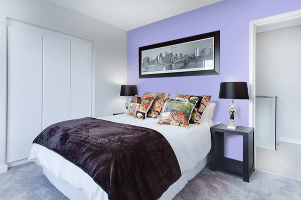 Pretty Photo frame on Maximum Blue Purple color Bedroom interior wall color