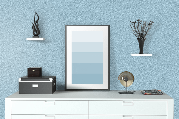 Pretty Photo frame on Non-Photo Blue color drawing room interior textured wall