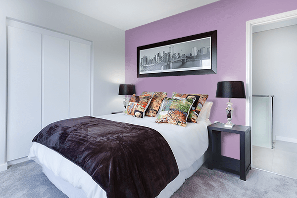 Pretty Photo frame on Glossy Grape color Bedroom interior wall color