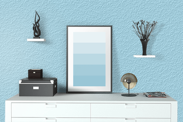 Pretty Photo frame on Fresh Air color drawing room interior textured wall