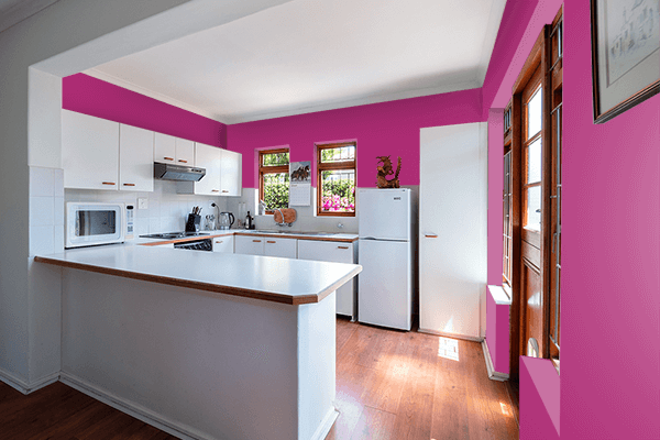 Pretty Photo frame on Maximum Red Purple color kitchen interior wall color