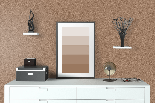 Pretty Photo frame on Café Au Lait color drawing room interior textured wall