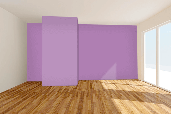 Pretty Photo frame on African Violet color Living room wal color