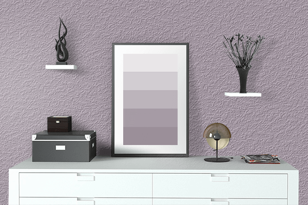 Pretty Photo frame on Lilac Luster color drawing room interior textured wall