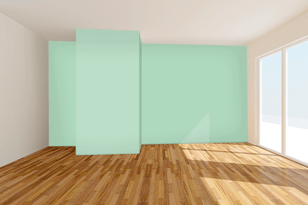 Pretty Photo frame on Celadon color Living room wal color