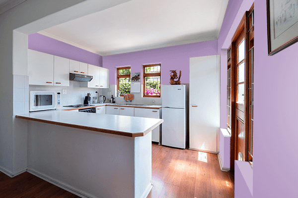 Pretty Photo frame on Pastel Purple color kitchen interior wall color