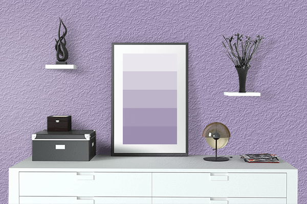 Pretty Photo frame on Light Pastel Purple color drawing room interior textured wall