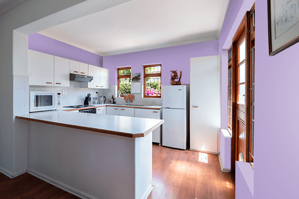 Pretty Photo frame on Light Pastel Purple color kitchen interior wall color
