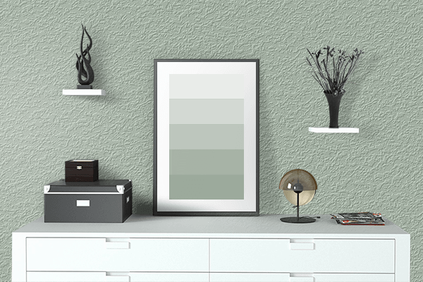 Pretty Photo frame on Ash Gray color drawing room interior textured wall