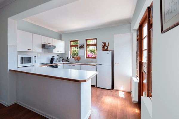 Pretty Photo frame on Ash Gray color kitchen interior wall color