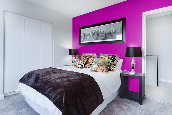 Pretty Photo frame on Heliotrope Magenta color Bedroom interior wall color