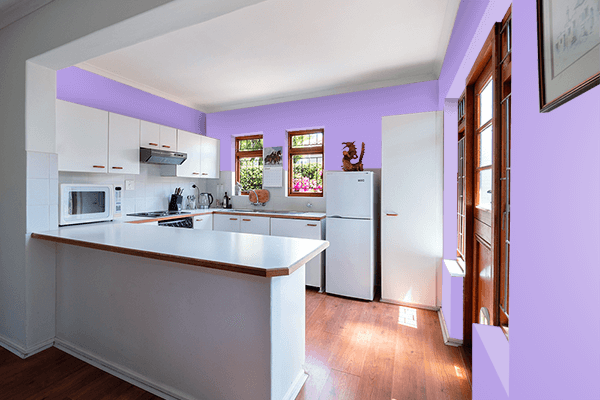 Pretty Photo frame on Bright Lavender color kitchen interior wall color