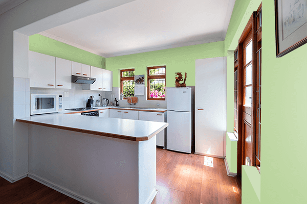 Pretty Photo frame on Granny Smith Apple color kitchen interior wall color