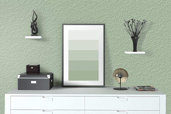 Pretty Photo frame on Ash Gray color drawing room interior textured wall