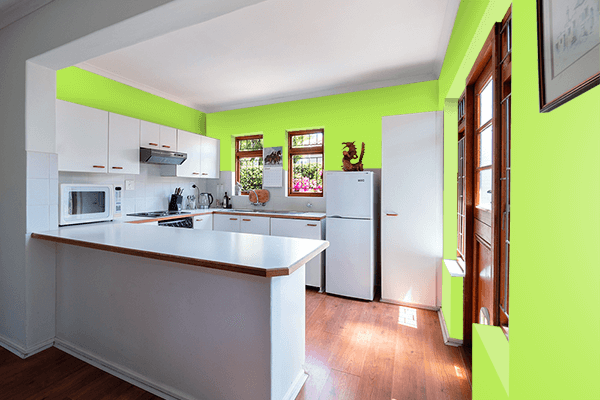 Pretty Photo frame on Inchworm color kitchen interior wall color