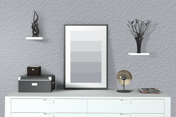 Pretty Photo frame on Silver Sand color drawing room interior textured wall