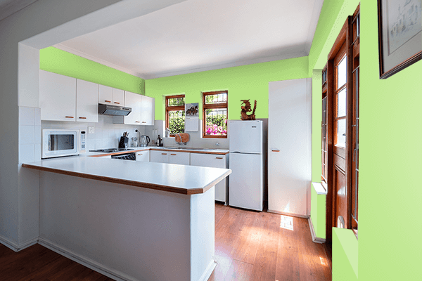 Pretty Photo frame on Yellow-Green (Crayola) color kitchen interior wall color