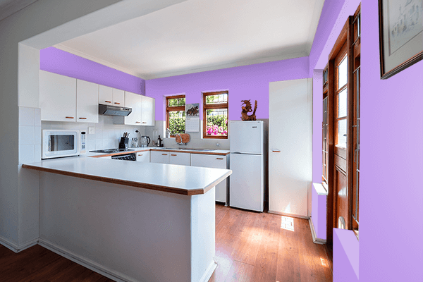 Pretty Photo frame on Bright Lavender color kitchen interior wall color