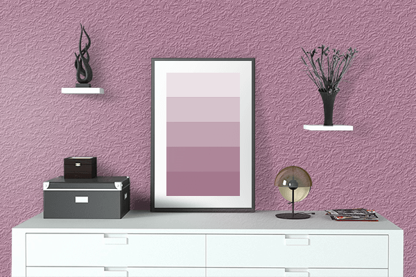 Pretty Photo frame on English Lavender color drawing room interior textured wall