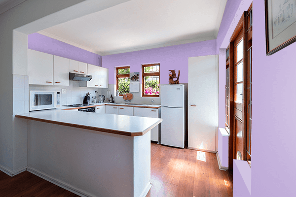 Pretty Photo frame on Light Pastel Purple color kitchen interior wall color