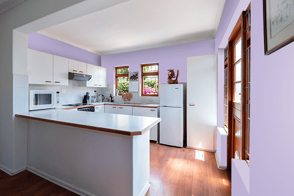 Pretty Photo frame on Lilac color kitchen interior wall color