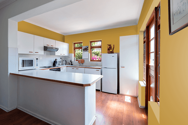 Pretty Photo frame on Peru color kitchen interior wall color