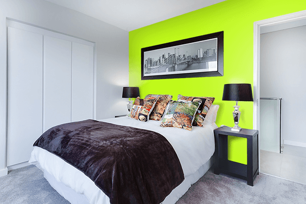 Pretty Photo frame on Arctic Lime color Bedroom interior wall color