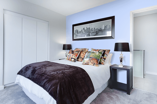 Pretty Photo frame on Lavender Blue color Bedroom interior wall color