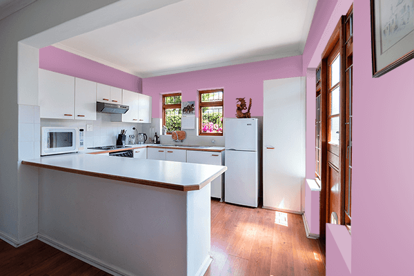 Pretty Photo frame on Opera Mauve color kitchen interior wall color