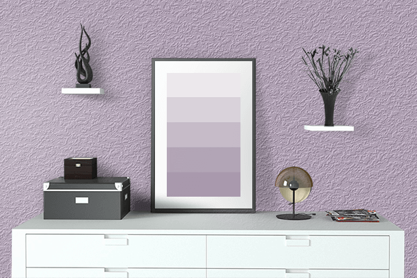 Pretty Photo frame on Lilac color drawing room interior textured wall