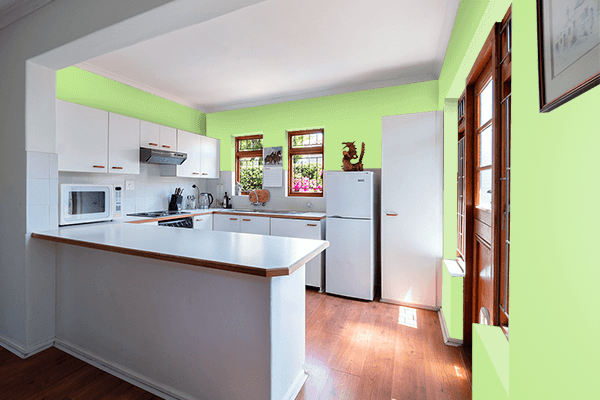 Pretty Photo frame on Yellow-Green (Crayola) color kitchen interior wall color