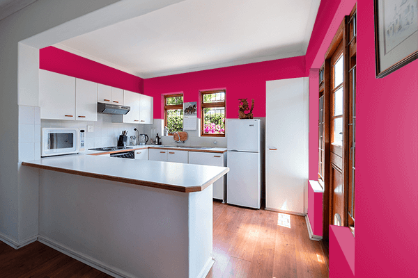 Pretty Photo frame on Pictorial Carmine color kitchen interior wall color
