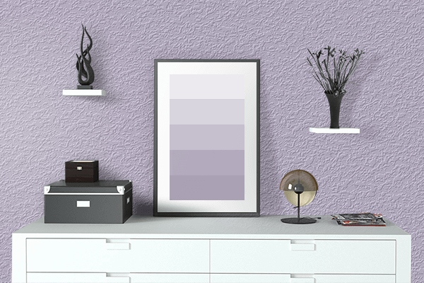 Pretty Photo frame on Lavender Gray color drawing room interior textured wall