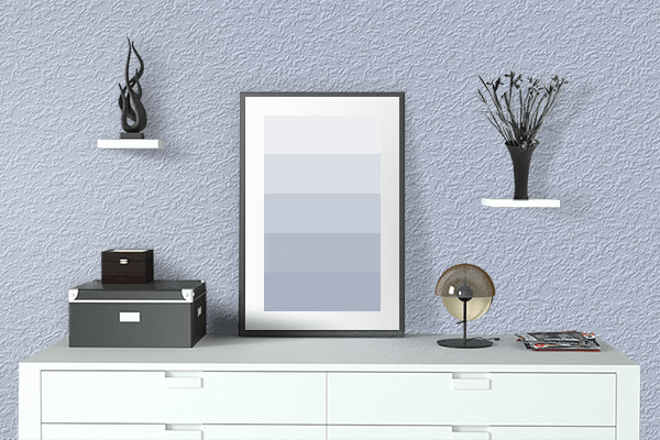 Pretty Photo frame on Periwinkle (Crayola) color drawing room interior textured wall