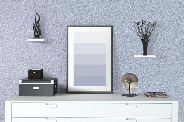 Pretty Photo frame on Periwinkle (Crayola) color drawing room interior textured wall