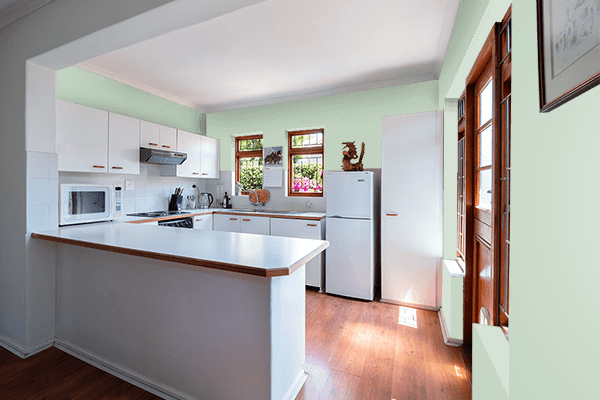 Pretty Photo frame on Jet Stream color kitchen interior wall color