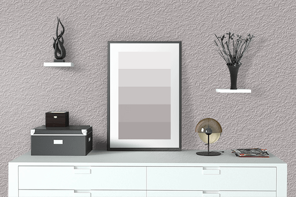 Pretty Photo frame on Pale Silver color drawing room interior textured wall