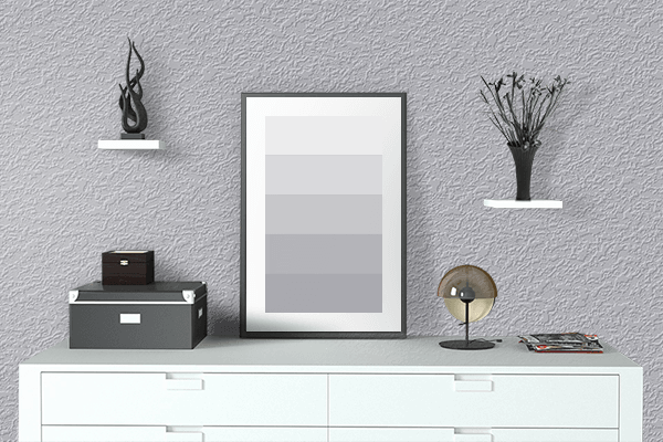 Pretty Photo frame on Lavender Gray color drawing room interior textured wall