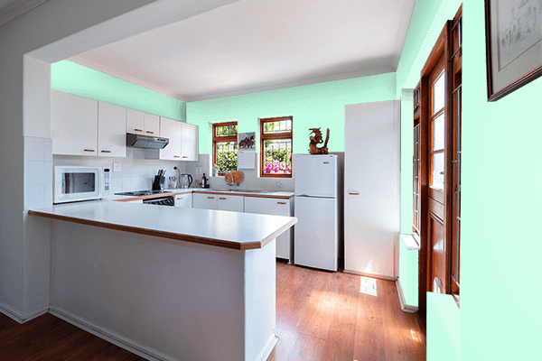Pretty Photo frame on Aero Blue color kitchen interior wall color