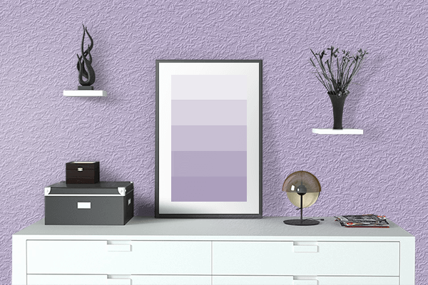 Pretty Photo frame on Tropical Violet color drawing room interior textured wall
