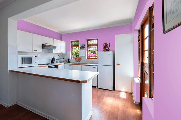 Pretty Photo frame on Pastel Violet color kitchen interior wall color