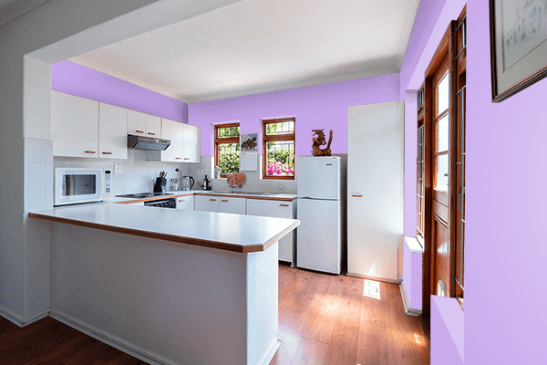 Pretty Photo frame on Bright Ube color kitchen interior wall color