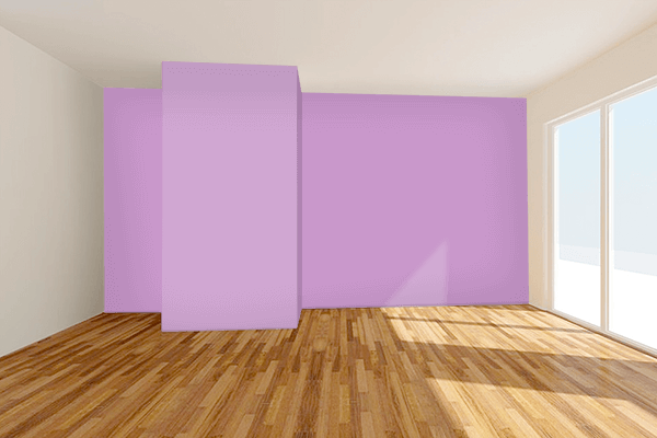 Pretty Photo frame on Pastel Violet color Living room wal color
